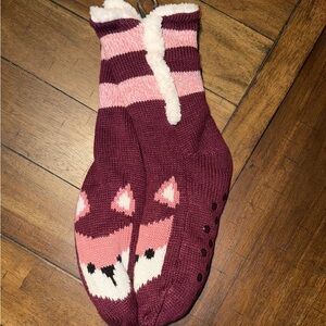 Fox Colossal Cozy Slipper Socks with white fleece lining Size 4-10